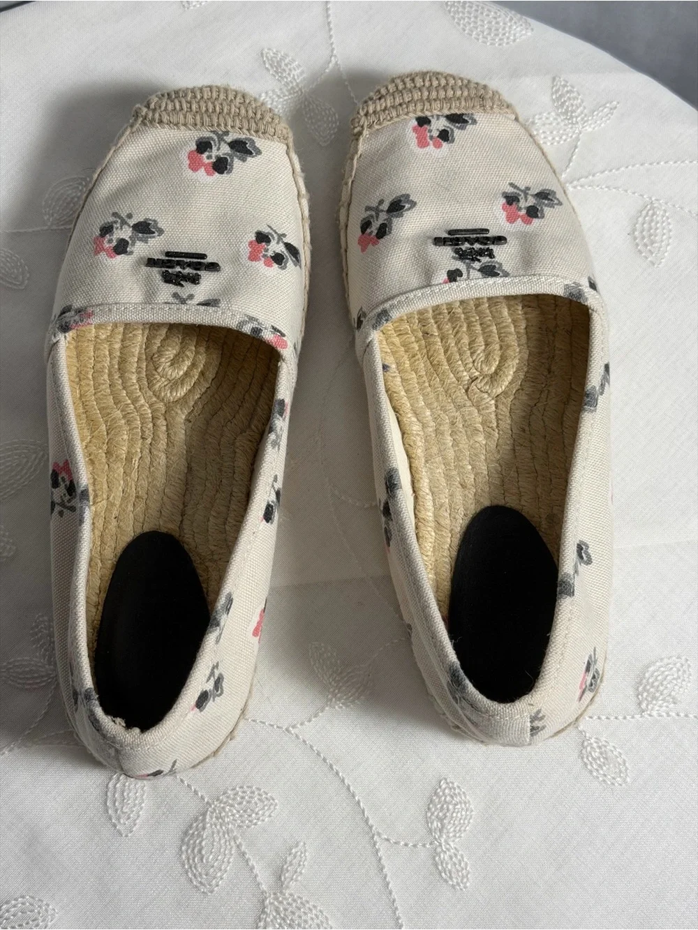 Coach Espadrille Flats Womens Canvas Floral Jute Logo Slip On Casual A8226 Sz 7